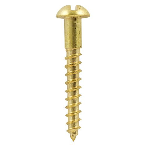 Brass Timber Screw SLOT RND [4 x 1/2] - [Box] 200 Pieces