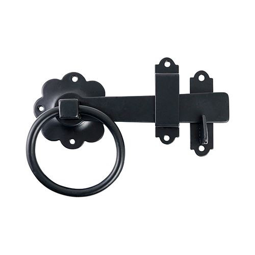 Ring Gate Latch - Plain Black [6"] - [TIMbag] 1 Each