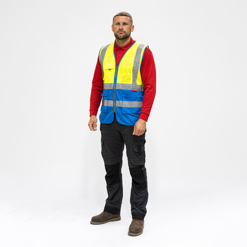 Hi-Vis Vest Yellow & Blue [Small] - [Bag] 1 Each