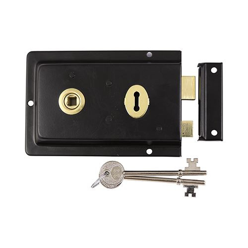 Rim Sash Lock Fluted - Black [156 x 106mm] - [TIMbag] 1 Each