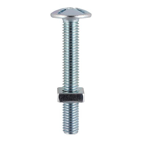 Roofing Bolt & SQ Nut Zinc [M8 x 140] - [Box] 50 Pieces