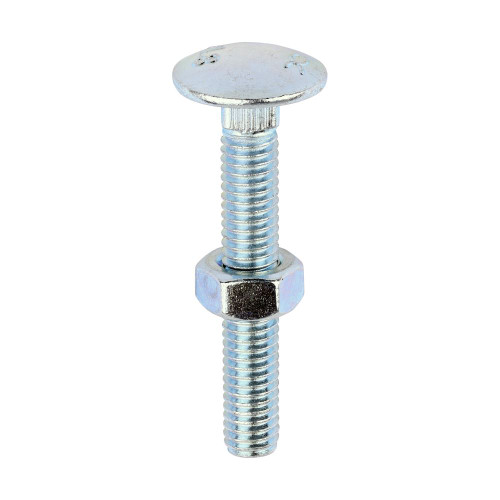 Carriage Bolt & Hex Nut - BZP [M6 x 40] - [Box] 200 Pieces