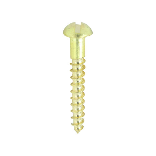 Brass Timber Screw SLOT RND [6 x 1] - [Box] 200 Pieces