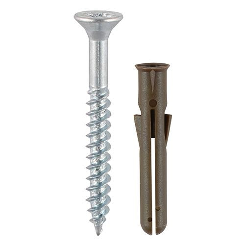 Screw & Premium Plug - Brown [42mm] - [Tub] 400 Pieces