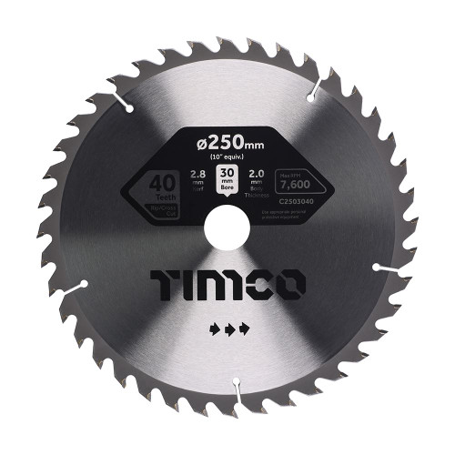 TCT Circular Saw Blade [250 x 30 x 40T] - [Clamshell] 1 Each