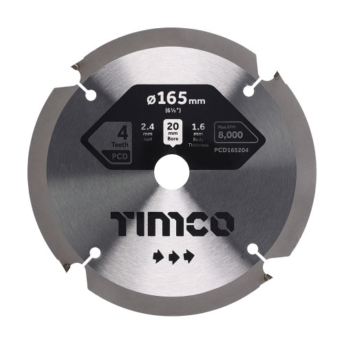 PCD Fibre Cement Saw Blade [165 x 20 x 4T] - [Clamshell] 1 Each