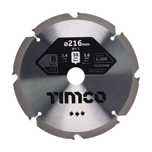 PCD Fibre Cement Saw Blade [216 x 30 x 8T] - [Clamshell] 1 Each