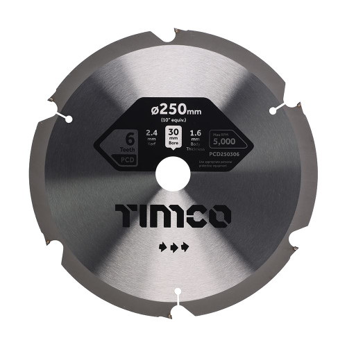 PCD Fibre Cement Saw Blade [250 x 30 x 6T] - [Clamshell] 1 Each