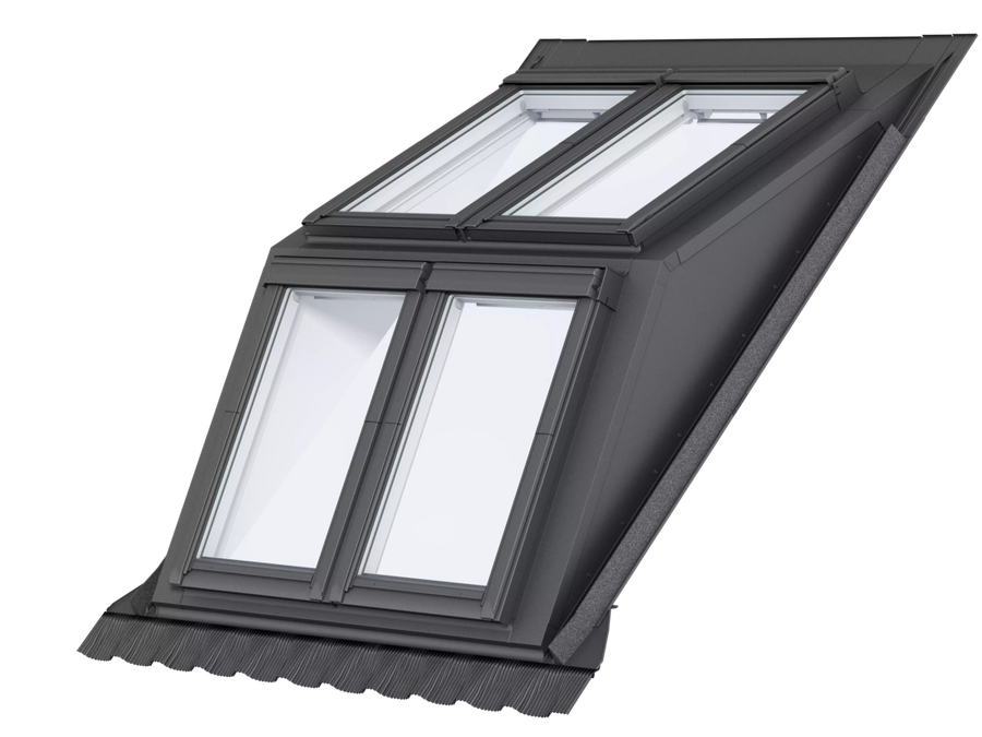 VELUX GGU Centre-Pivot Double Dormer Roof Window White Maintenance-Free incl. Profiled Tile Flashing