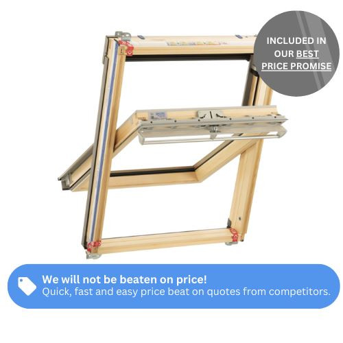 Keylite Pine Centre Pivot Roof Window with Triple Glazing
