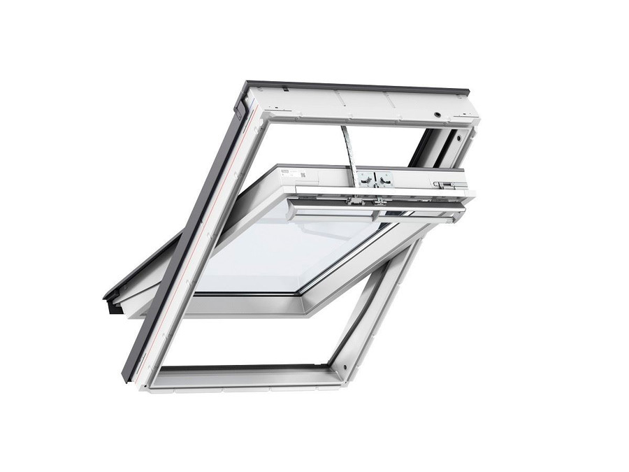 VELUX White Painted Pine Centre Pivot Solar Roof Window  -  CK01 55cm (W) x 70cm (H)