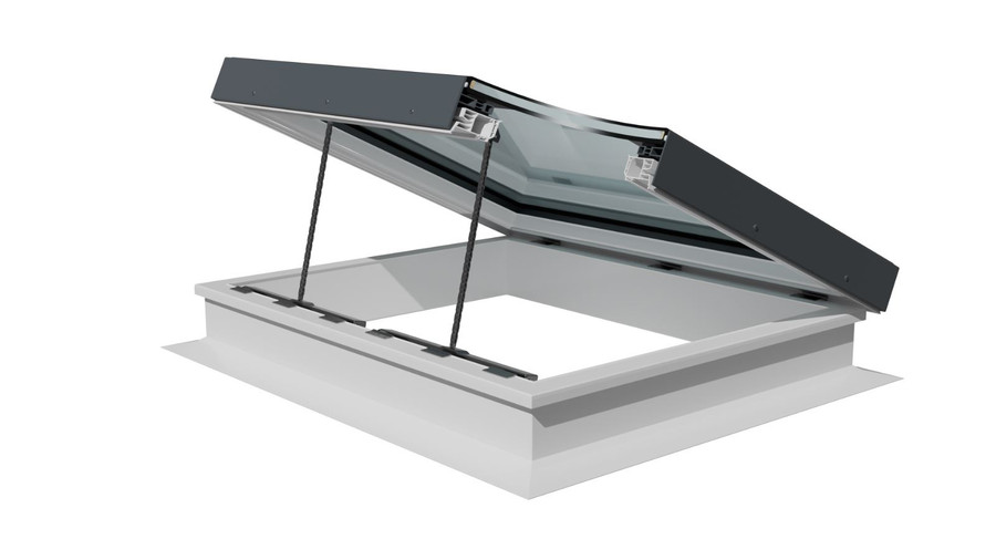 Select Flat Glass Rooflight Electric Opening with PVC Kerb - Glazed Frame and Prefabricated PVC Kerb