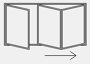 3 doors: 1 sliding to the left 2 sliding to the right