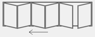 6 doors: 5 sliding to the left 1 sliding to the right