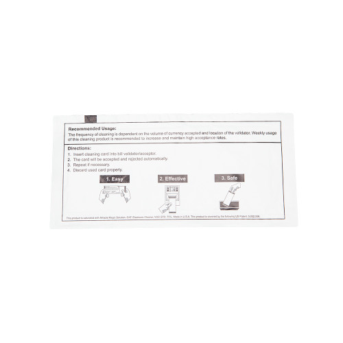 BILL ACCEPTOR CLEANING CARD