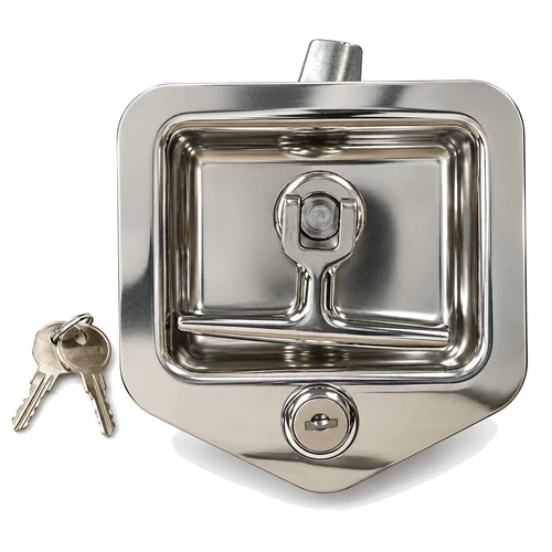 Stainless Steel Ergonomic T Handle Latch with 1250 Key and Studs in lieu of Holes