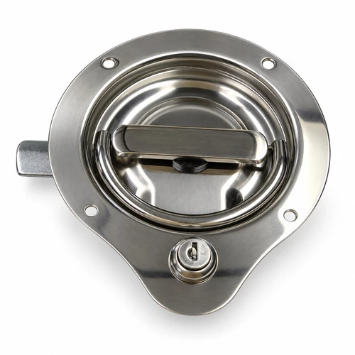 Large Left Hand Zinc Plated Steel 1 Point Hansen D Ring Lock without Mounting Holes - Discontinued