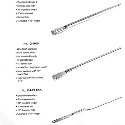 48 Inch Zinc Steel 105 Rod Long