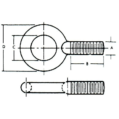 1 3/4 - 5 in Plain Pattern Eye Bolts