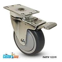 4" Thermo-Pro Rubber Swivel Caster w/ Ball Bearing &amp; Total Lock Brake (17TP40GI4406YY)