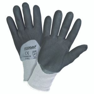 Black Micro Foam Nitrile, 3/4 Knuckle Coat On Gray 15 Gauge Nylon Liner. Antibacterial &amp; Silicone-Free. En 4141
