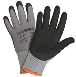 Black Micro Foam Nitrile, Palm Coated On Gray 15 Gauge Nylon Liner. Antibacterial &amp; Silicone-Free. En 4141