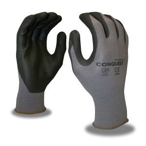 Conquest, Premium Gray Nylon/Spandex Shell, Black Foam Nitrile Palm Coating