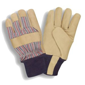 Grain Pigskin Leather Palm, Thinsulate Lined, Gunn Cut, Blue Knit Wrist