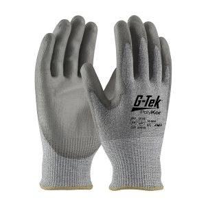 Large G-Tek Polykor Seamless Knit Polykor Blended Gloves With Polyurethane Coating (Cut Level 4)
