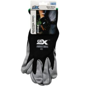 Nitrile Palm Gloves Xtra Large Black Liner W/Grey Coating