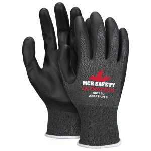 Nxg Work Gloves 15 Gauge Salt And Pepper Nylon Shell Black Nitrile Foam Palm And Fingertips - Extra Small