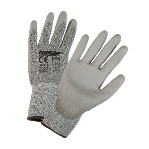 Peppered Hppe/High Performance Yarn, 13 Gauge, Gray Polyurethane Coated - En388 4342, Ansi Cut Level 2, 776 Grams