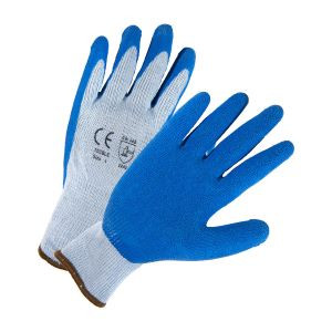 Premium 10 Gauge Grey Knit W/Premium Crinkled Blue Latex Palm Coating. En 2242