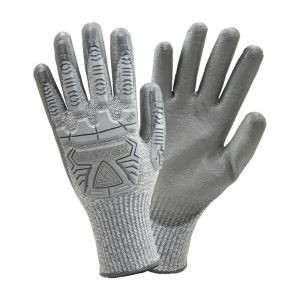 R2 Silver Fox - Gray Pu Palm Coated Speckle Gray Hppe Gloves With Gray Boh &amp; Finger Tpr Protection - Xlarge