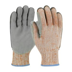 Xl Seamless Knit Hppe Blended Glove With Split Cowhide Leather Palm And Aramid Stitching - Vend-Ready