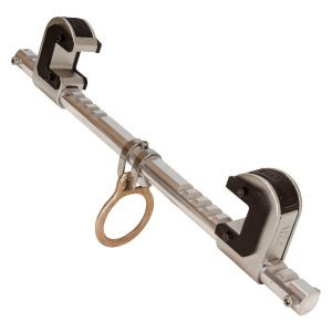 Dual Ratcheting For Centering On I-Beam; Fits 4 To 14 Flange Width; Machined Aluminum Bar; Steel Jaws With Slider Pads.