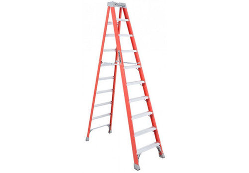 10' Type 1a Fs1500 Series 300lb Capacity 9-Step Fiberglass Louisville Step Ladder