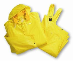 25ml Single Ply 3pcs Rain Suit, Detachable Hood - Yellow