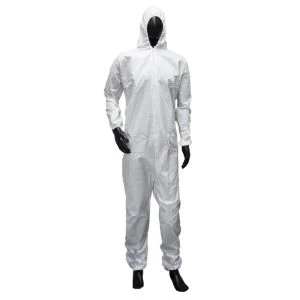 Coverall With Attached Hood, Elastic Wrists And Ankles Large