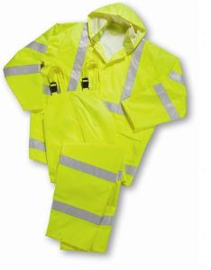 Fluorescent Lime Green/W Reflective Stripes - Poly Oxford/Pu Coated Bib Overall Only, Class 3