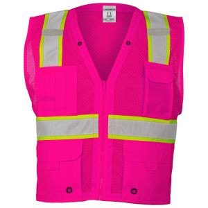 Ml Kishigo Pink Enhanced Visibility Multi-Pocket Mesh Vest - Small/Medium