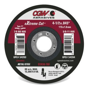 Extreme Cut Ceramic Cutting Wheels 6 X .045 X 7/8 36 Grit Type 1