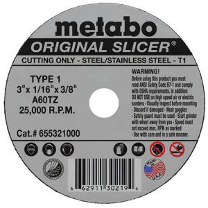 3in X 1/16 X 3/8 Cut Off Wheel T-1 Steel/Stainless - T-1