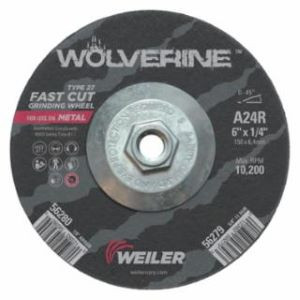 Wolverine Thin Cutting Wheels, 6" Dia, 1/4" Thick, 5/8"Arbor, 24 Grit