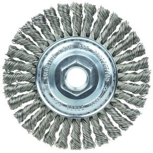 Wolverine 4" Knot Wire Wheel Stringer Bead Twist, .020" Steel Fill, 5/8 - 11 Unc Nut