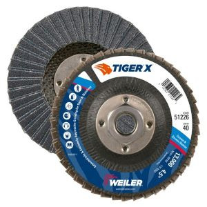 4 1/2" Tiger X Angled Flap Disk Phenolic Backing, 6 Oz, 5/8- 11 Unc Nut