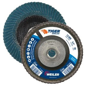 4 1/2" Tiger Angled Zirc Flap Disk 40z, 5/8- 11 Nut