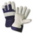 Premium Select Leather Palm Rubberized Safety Cuff - Solid Blue Fabric Back - Medium