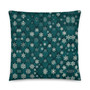 Dark Green Snowflakes Pillow - Dark Green Wall
