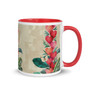 White hearts mug with red colored inside - right side view